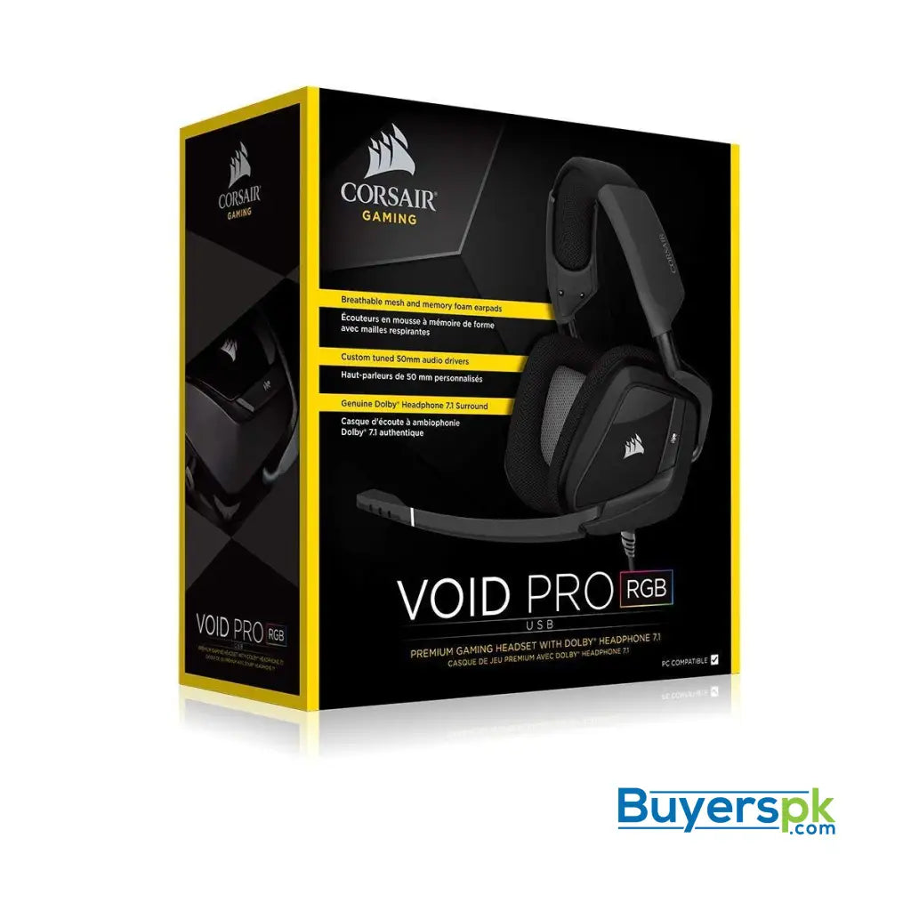 CORSAIR Void Pro CA-9011154-NA Dolby 7.1 Surround Sound Premium Gaming Headaset (Carbon) - Headset CORSAIR Void Pro CA-9011154-NA Dolby 7.1 Surround Sound Premium Gaming Headaset (Carbon) - Headset